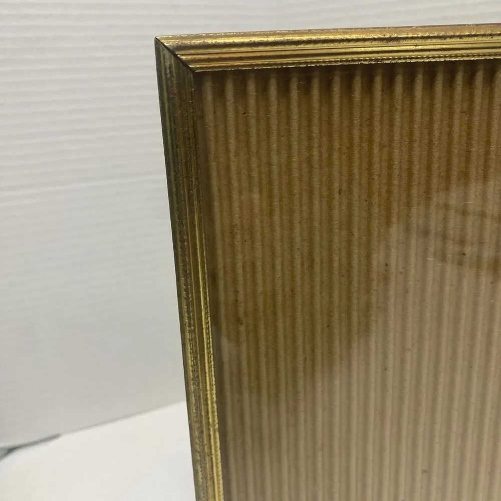 Vintage 8x10 Photo Picture Frame Bi-fold Gold Tone Brass Metal Double Hinge